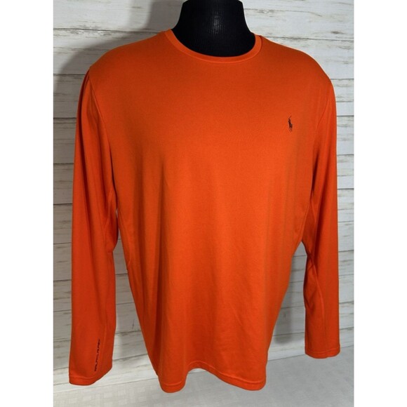 Ralph Lauren Polo 67 Performance Orange Long Sleeve T-Shirt Size XL Black Pony - Picture 1 of 13